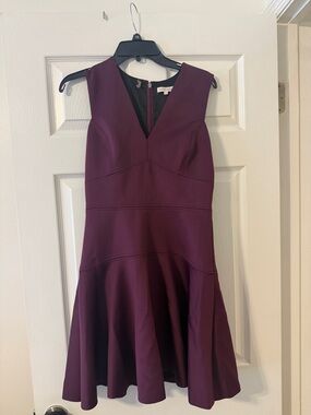 Rebecca Taylor Plum V-Neck Fit & FlareDress